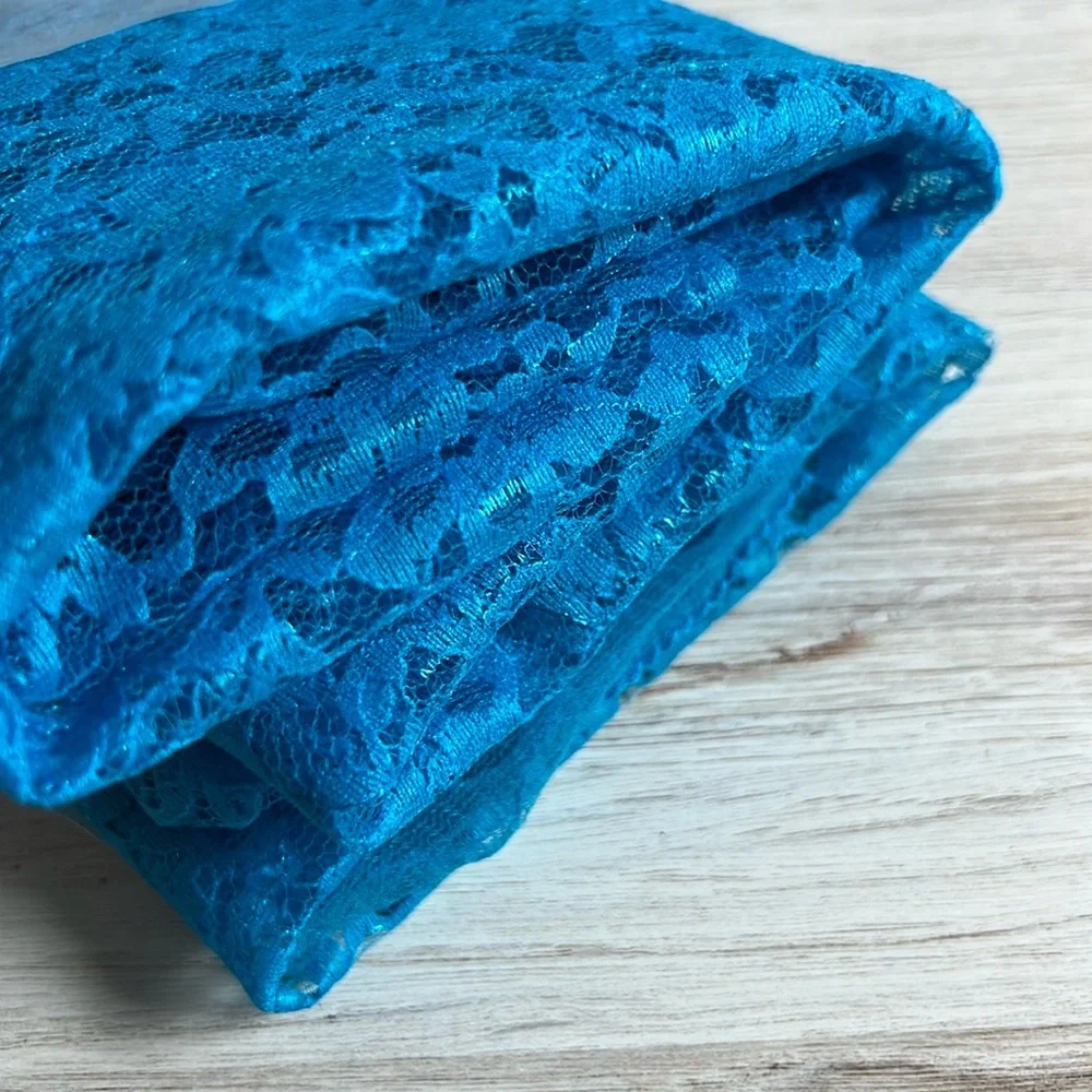 Fabric by the Yard Remnant Malibu Blue Rachelle Lace